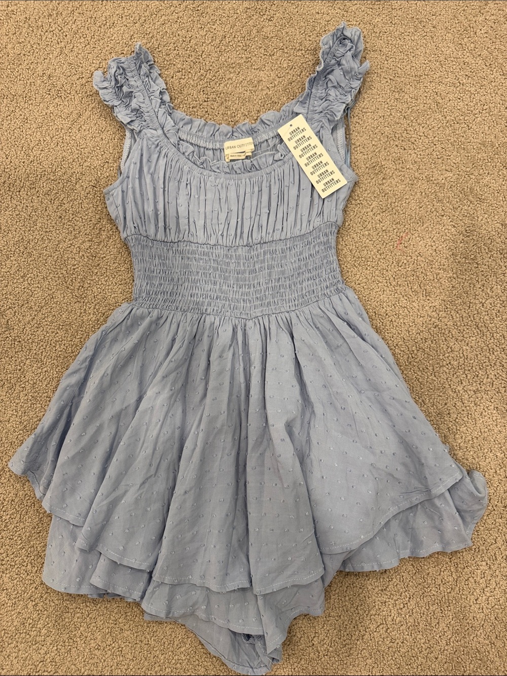 Urban Outfitters Light Blue Ruffle Strap Mini Dress